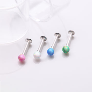 Detail View 1 of 3 Pcs of Assorted Fire Opal Ball Top Internally Threaded Labret Flat Back Stud Package
